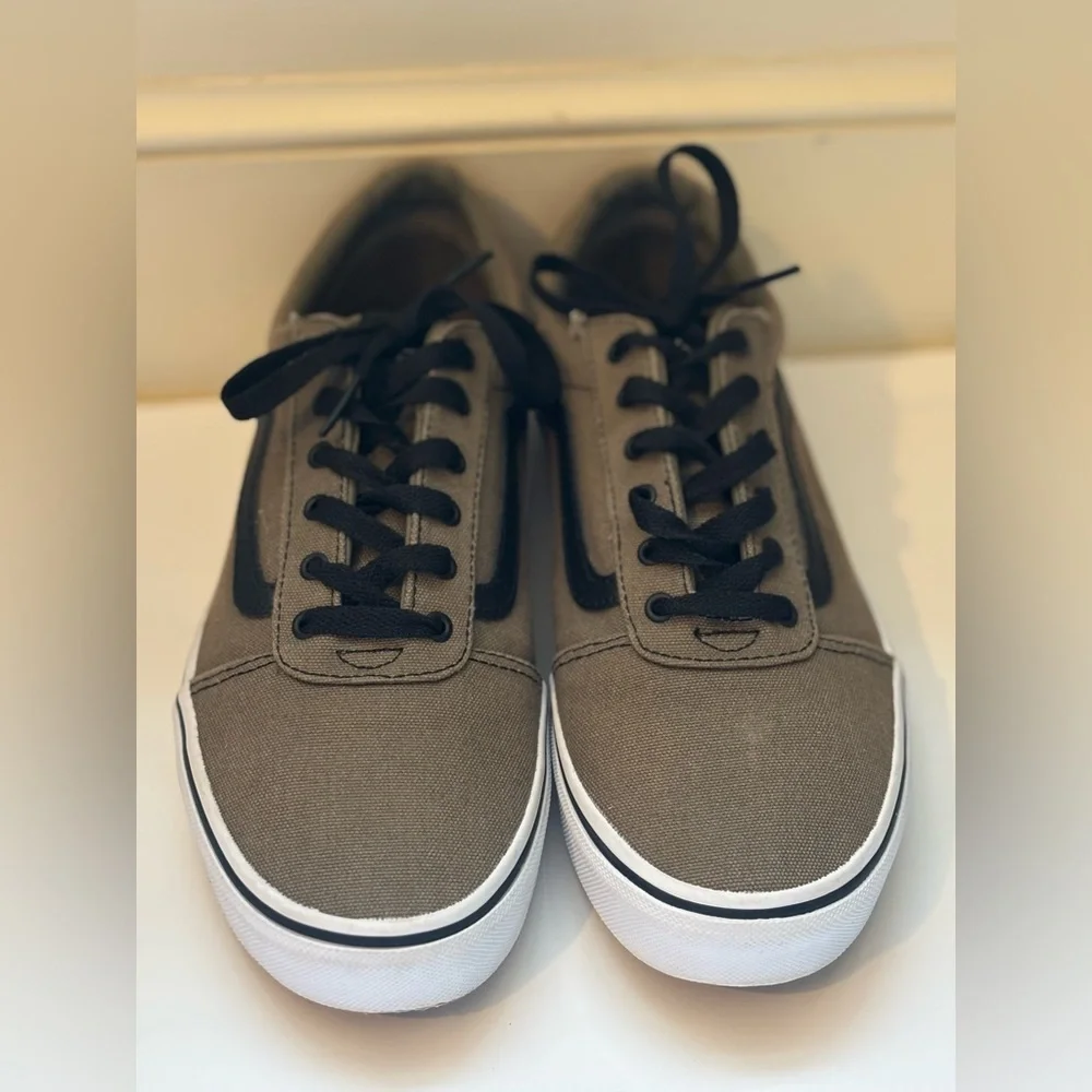 Vans Army Green and Black Sneakers in Youth 7
